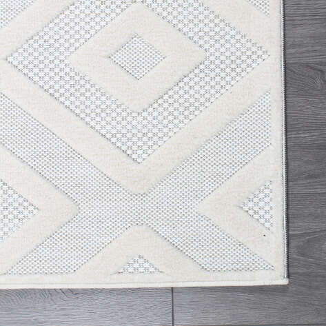 Grace 65021-260 Modern Kabartmalı Geometrik Desenli Dekoratif  Krem Makine Halısı - 5
