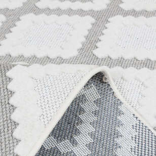 Grace 65022-260 Modern Kabartmalı Geometrik Desenli Dekoratif Antrasit Krem Antrasit Makine Halısı (3)