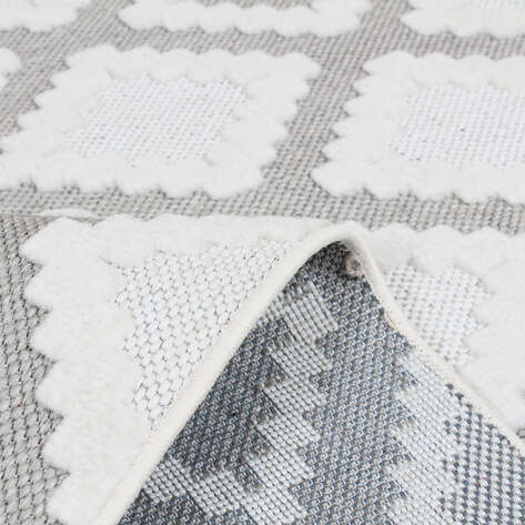 Grace 65022-260 Modern Kabartmalı Geometrik Desenli Dekoratif Antrasit Krem Antrasit Makine Halısı - 3