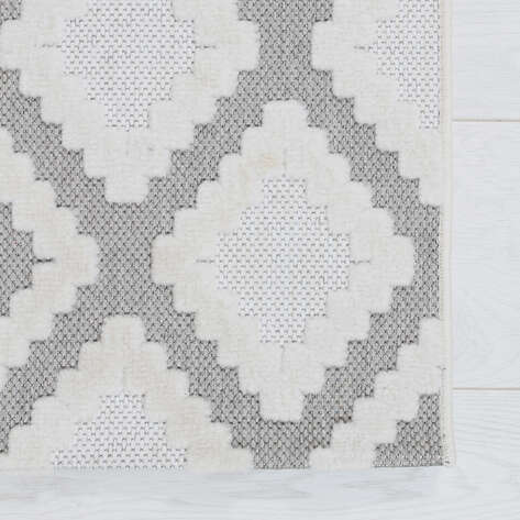 Grace 65022-260 Modern Kabartmalı Geometrik Desenli Dekoratif Antrasit Krem Antrasit Makine Halısı - 4