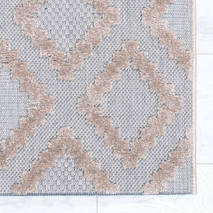 Grace 65022-261 Modern Kabartmalı Geometrik Desenli Dekoratif Gri Bej Makine Halısı (3)