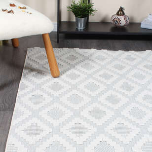 Grace 65022-270 Modern Kabartmalı Geometrik Desenli Dekoratif Krem Makine Halısı (2)
