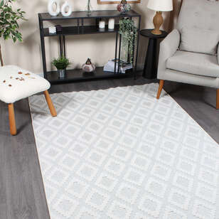 Grace 65022-270 Modern Kabartmalı Geometrik Desenli Dekoratif Krem Makine Halısı (1)
