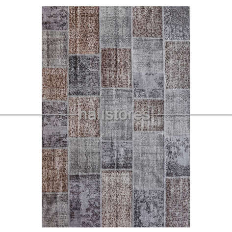 Gri-Bej Patchwork El Halısı - 2