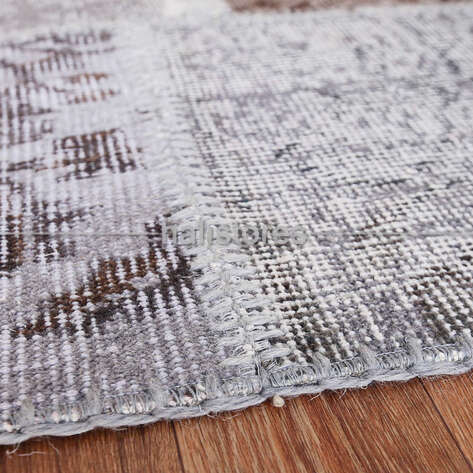 Gri-Bej Patchwork El Halısı - 4