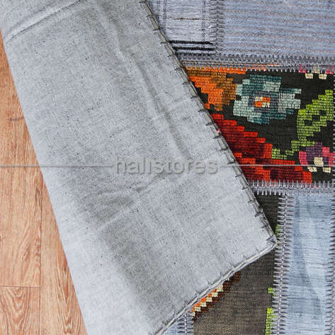 Gri Patchwork Anadolu Kırkyama Kilim - 6