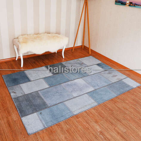 Gri Patchwork Kırkyama Halı - 1