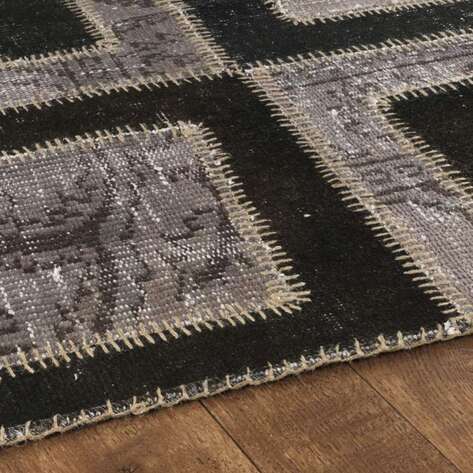Gri-Siyah Patchwork El Halısı Kübik - 4