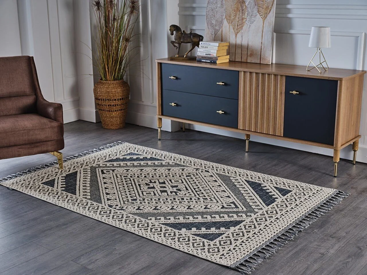 Gümüşsuyu Halı Deco Delta 12160 Mavi Krem (2)