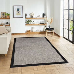 Halıstores Jüt Sisal Comfort 1505 Siyah Makinede Yıkanabilir Hav ve Toz Vermeyen İç ve Dış Mekan Bordürlü Halı (1)
