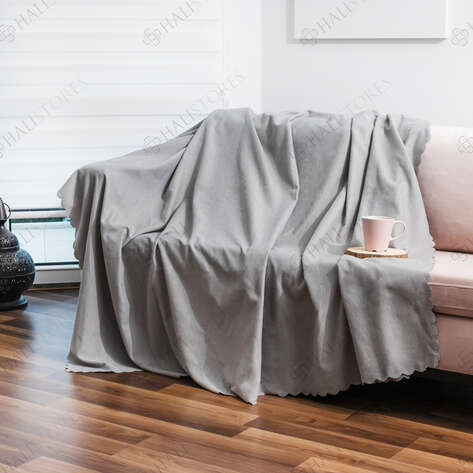 Halıstores Koltuk Şalı Lüx Şönil Dokuma Gri Koltuk Örtüsü 175x215cm - 1
