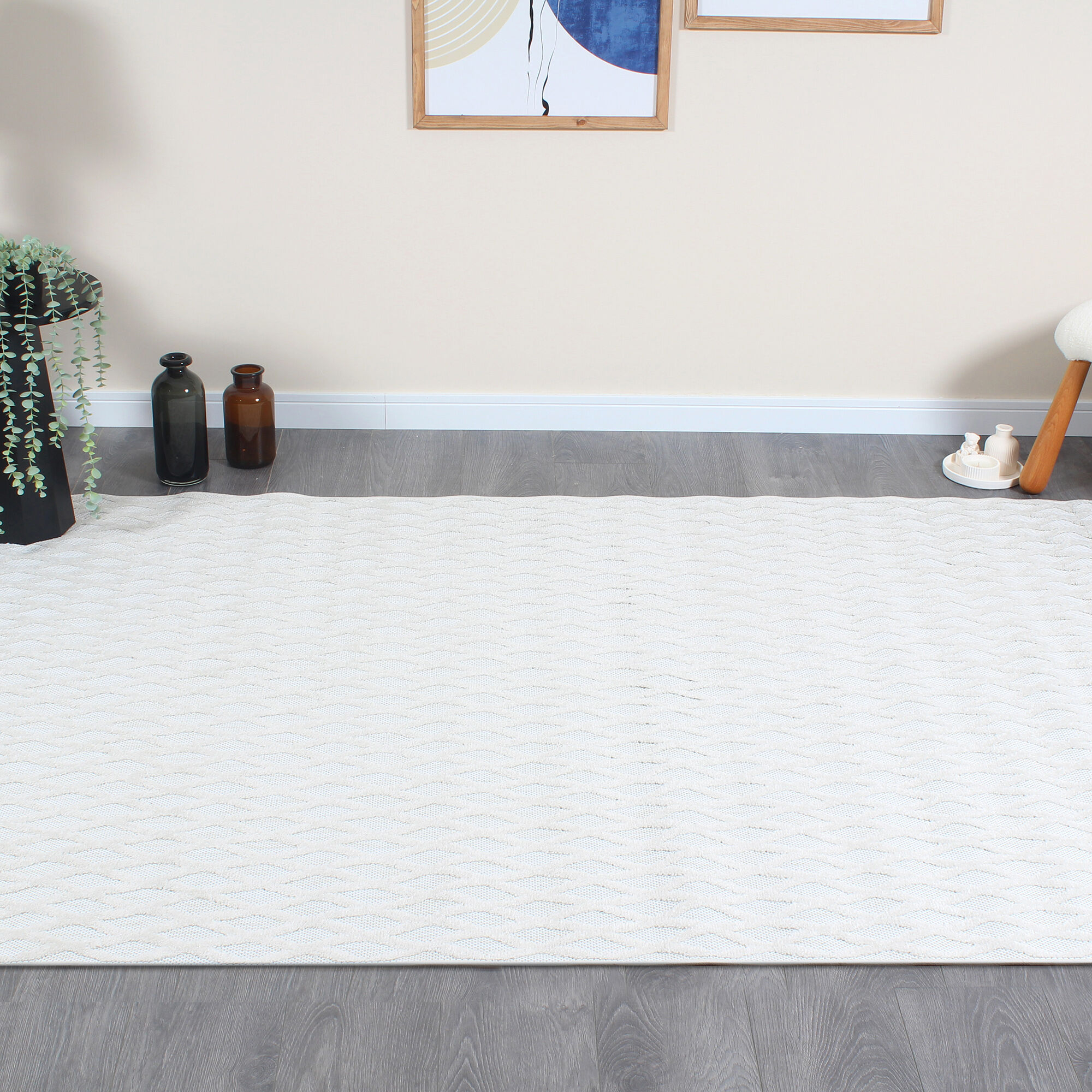Halıstores Krem Modern Desenli Dekoratif Makine Halısı 260