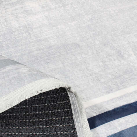 Halıstores Mavi Çerçeveli Renk Geçişli Yumuşak Dokulu Yıkanabilir Halı - 5