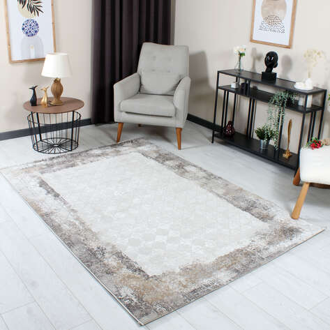 Halıstores Merry MR404 Vizon - Antrasit - Gold Modern Çerçeveli Salon Halısı - 1