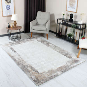 Halıstores Merry MR404 Vizon - Antrasit - Gold Modern Çerçeveli Salon Halısı (1)