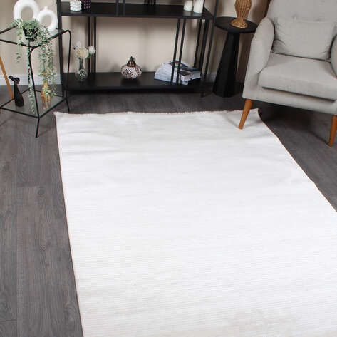 Halıstores Modda 2511 Krem Yün Tuşeli Akrilik Modern Saçaklı Makine Halısı - 2