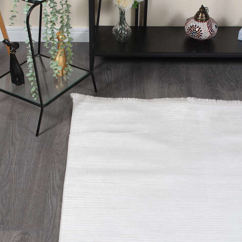 Halıstores Modda 2511 Krem Yün Tuşeli Akrilik Modern Saçaklı Makine Halısı - 3