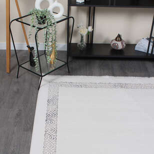 Halıstores Modda 4082 Antrasit Yün Tuşeli Akrilik Modern Saçaklı Salon Halısı (3)