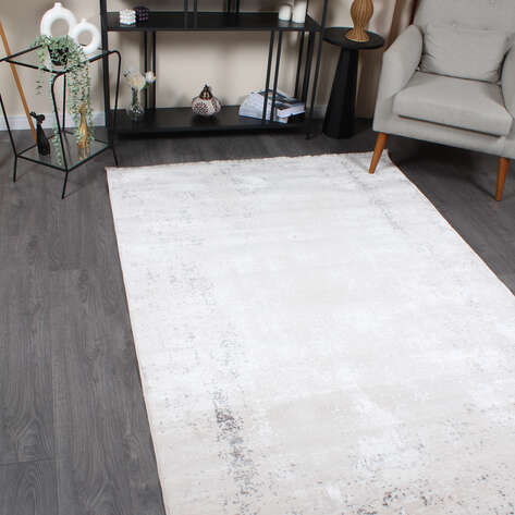 Halıstores Modda 4109 Antrasit Yün Tuşeli Akrilik Modern Saçaklı Makine Halısı - 2