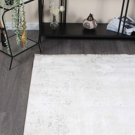 Halıstores Modda 4109 Antrasit Yün Tuşeli Akrilik Modern Saçaklı Makine Halısı - 3