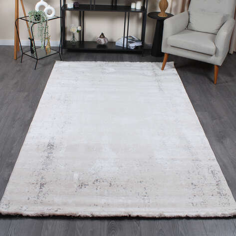 Halıstores Modda 4109 Antrasit Yün Tuşeli Akrilik Modern Saçaklı Makine Halısı - 1