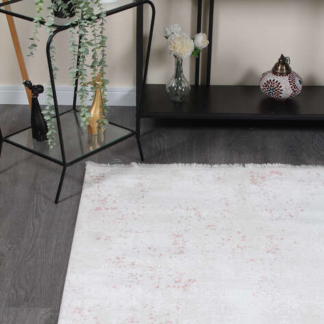 Halıstores Modda 4109 Pudra Yün Tuşeli Akrilik Modern Saçaklı Makine Halısı - 3