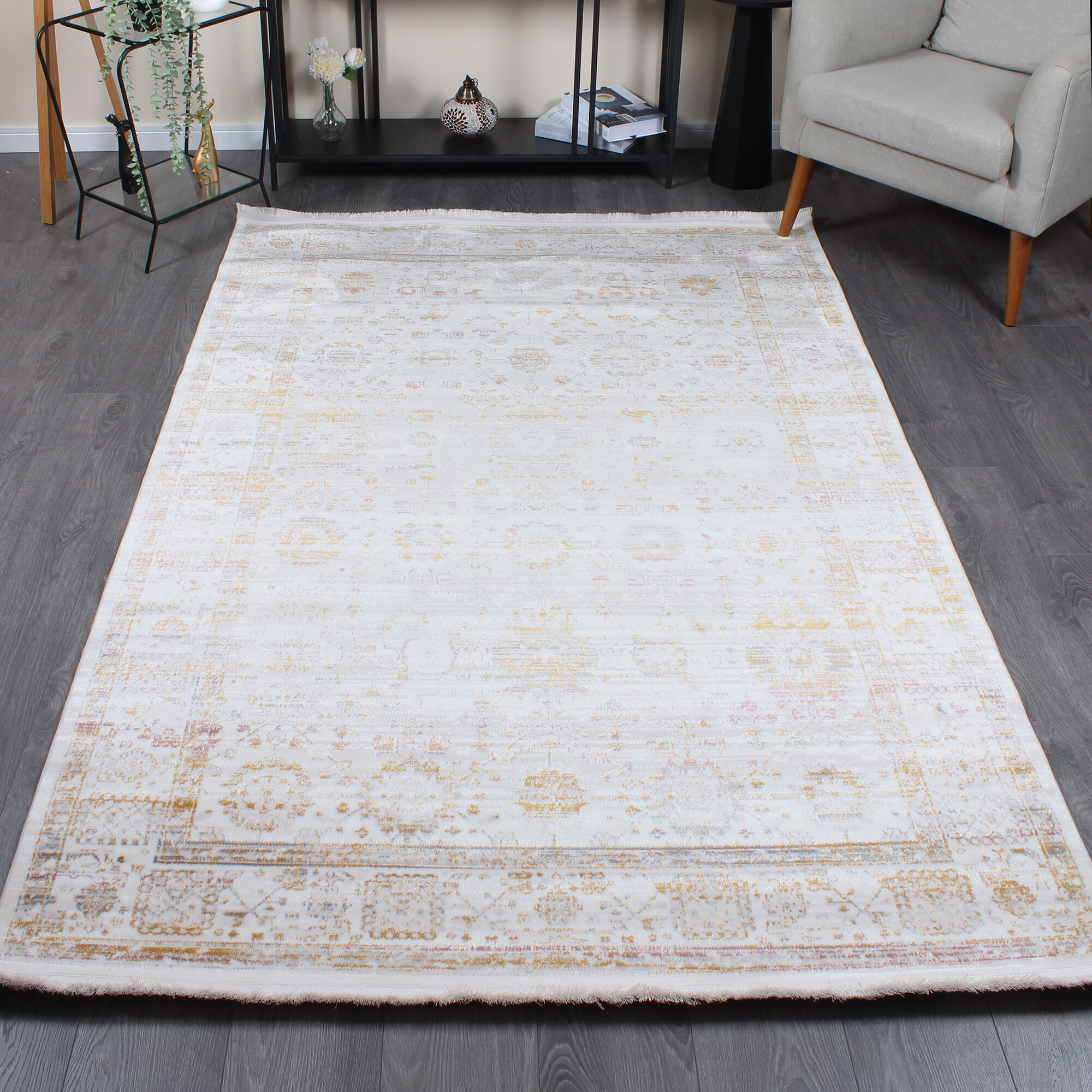 Halıstores Modda 4204 Multi Yün Tuşeli Akrilik Modern Saçaklı Salon Halısı