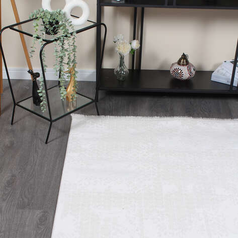 Halıstores Modda 4221 Krem Yün Tuşeli Akrilik Modern Saçaklı Makine Halısı - 3