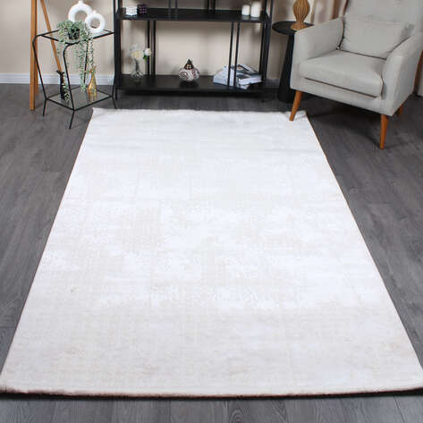 Halıstores Modda 4221 Krem Yün Tuşeli Akrilik Modern Saçaklı Makine Halısı - 1