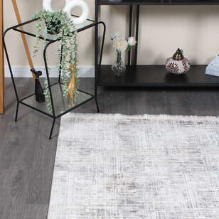 Halıstores Modda 4237 Antrasit Yün Tuşeli Akrilik Modern Saçaklı Makine Halısı (3)