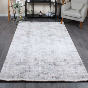Halıstores Modda 4237 Antrasit Yün Tuşeli Akrilik Modern Saçaklı Makine Halısı (1)