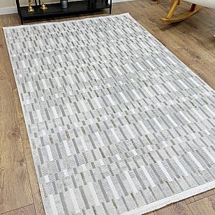 Halıstores Modern Çizgi Desenli Halı Grande 4605 Vizon (1)