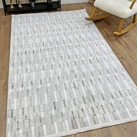 Halıstores Modern Çizgi Desenli Halı Grande 4605 Antrasit - 1