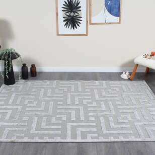 Halıstores Modern Desenli Dekoratif Gri Makine Halısı 295 (1)