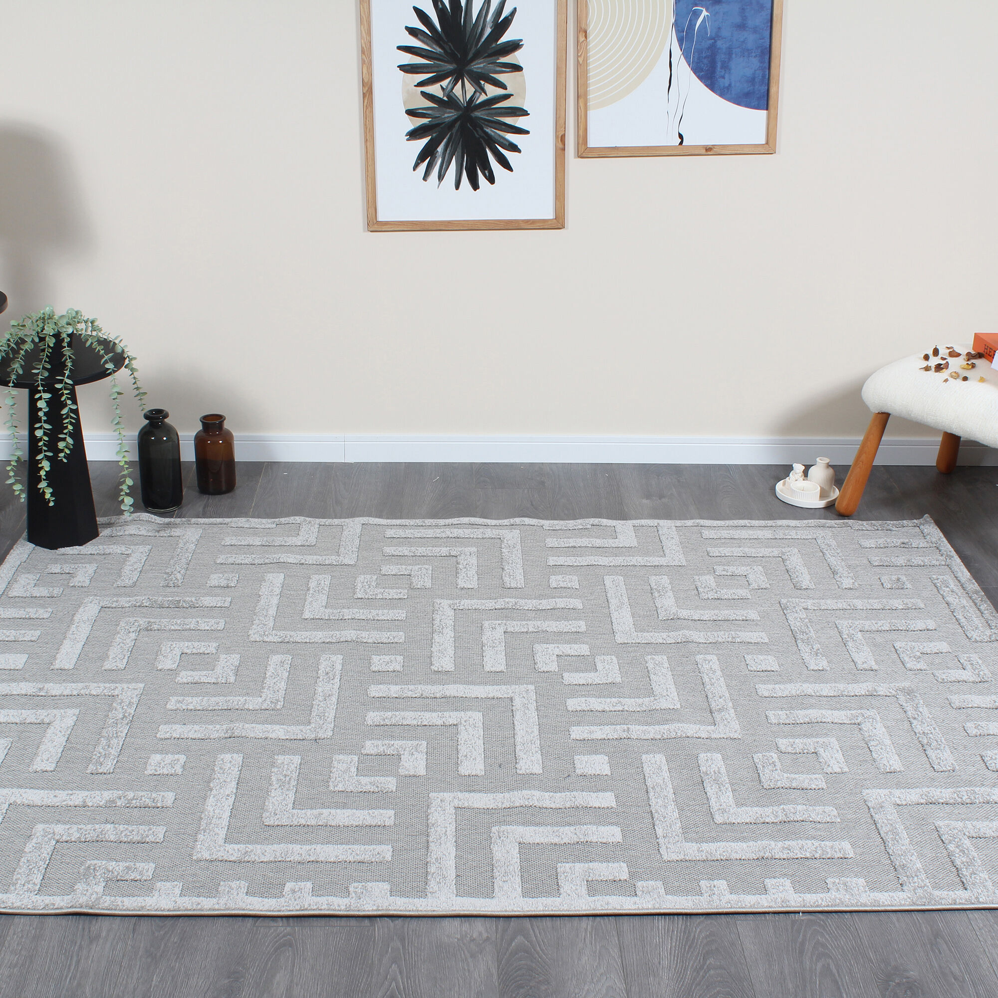 Halıstores Modern Desenli Dekoratif Gri Makine Halısı 295