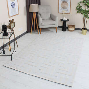 Halıstores Modern Desenli Dekoratif Krem Makine Halısı 261 (1)