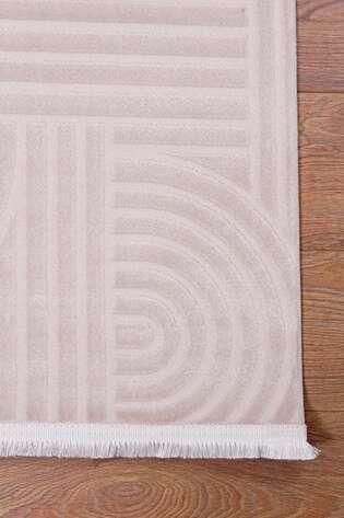 Halıstores Modern Geometrik Desenli Grande 4666 Bej Özel Ölçü Makine Halısı - 5