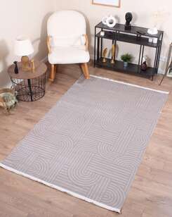 Halıstores Modern Geometrik Desenli Halı Grande 4666 Gri (1)