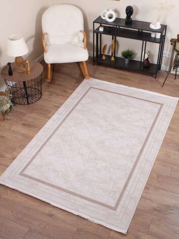 Halıstores Modern Geometrik Desenli Grande 4689 Vizon Çerçeveli Halı - 1