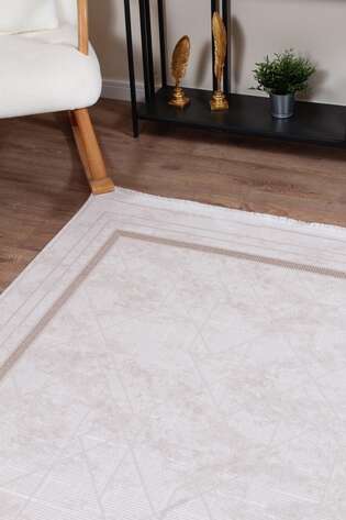 Halıstores Modern Geometrik Desenli Grande 4689 Vizon Çerçeveli Halı - 3