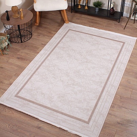 Halıstores Modern Geometrik Desenli Grande 4689 Vizon Çerçeveli Halı  - 1