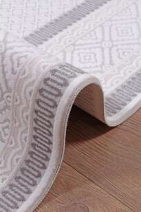 Halıstores Modern Geometrik Desenli Grande 4693 Krem-Antrasit Çerçeveli Halı (4)