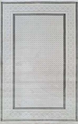 Halıstores Modern Geometrik Desenli Grande 4693 Krem-Antrasit Çerçeveli Halı - 2
