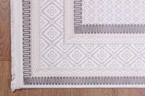 Halıstores Modern Geometrik Desenli Grande 4693 Krem-Antrasit Çerçeveli Halı - 5