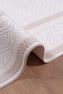 Halıstores Modern Geometrik Desenli Grande 4693 Krem-Vizon Çerçeveli Halı (4)