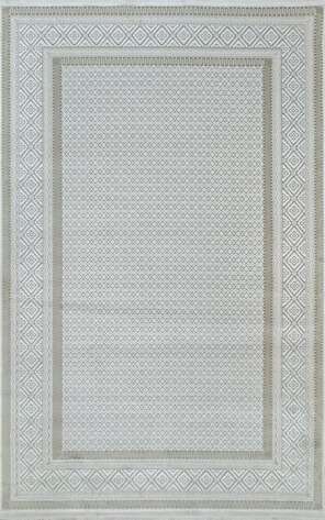 Halıstores Modern Geometrik Desenli Grande 4693 Krem-Vizon Çerçeveli Halı - 3