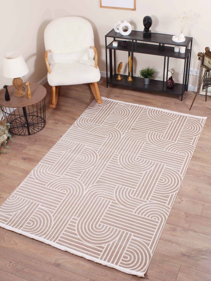Halıstores Modern Geometrik Desenli Halı Grande 4666 Vizon