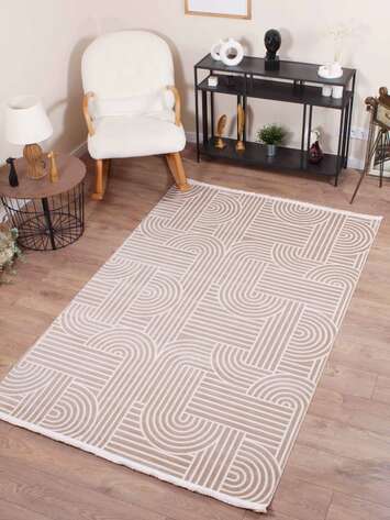 Halıstores Modern Geometrik Desenli Halı Grande 4666 Vizon - 1