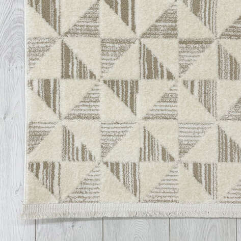 Halıstores Modern Geometrik Desenli Krem Halı Tornado TRN4 - 4