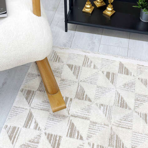 Halıstores Modern Geometrik Desenli Krem Halı Tornado TRN4 - 6